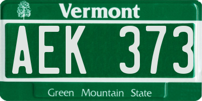 VT license plate AEK373