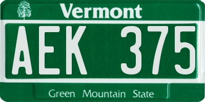 VT license plate AEK375