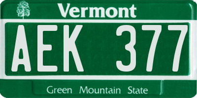 VT license plate AEK377