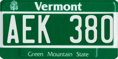 VT license plate AEK380