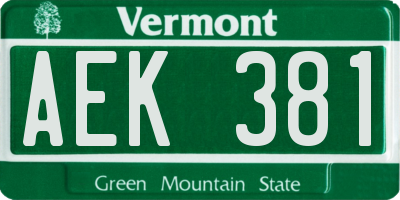 VT license plate AEK381