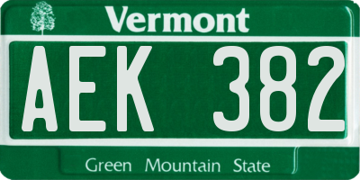 VT license plate AEK382