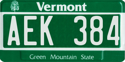 VT license plate AEK384