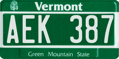 VT license plate AEK387