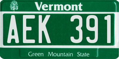 VT license plate AEK391