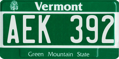 VT license plate AEK392