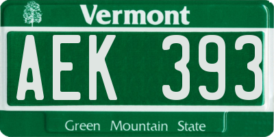 VT license plate AEK393