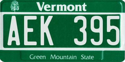 VT license plate AEK395