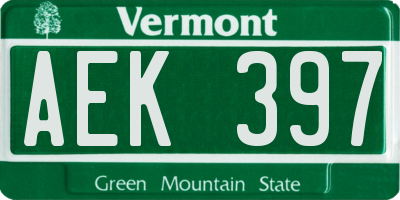 VT license plate AEK397