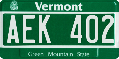 VT license plate AEK402