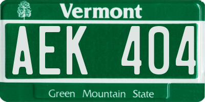 VT license plate AEK404