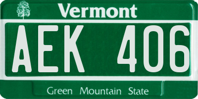 VT license plate AEK406