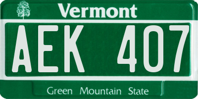 VT license plate AEK407