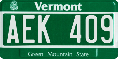 VT license plate AEK409