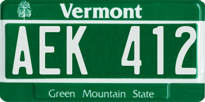 VT license plate AEK412