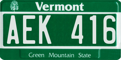 VT license plate AEK416