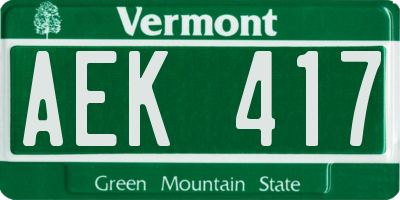 VT license plate AEK417