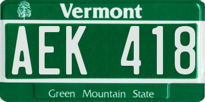 VT license plate AEK418