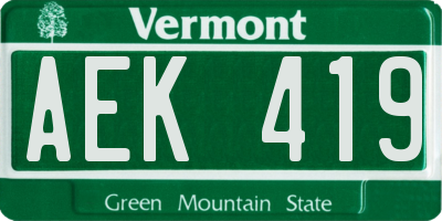 VT license plate AEK419