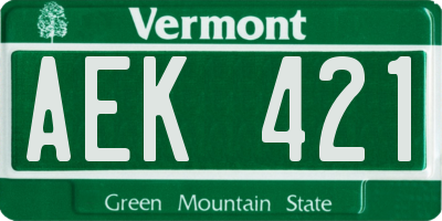 VT license plate AEK421