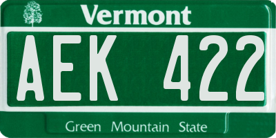 VT license plate AEK422