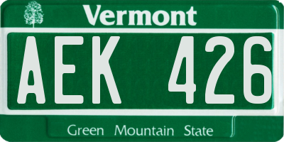 VT license plate AEK426