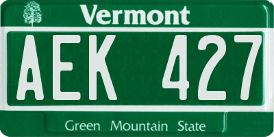 VT license plate AEK427