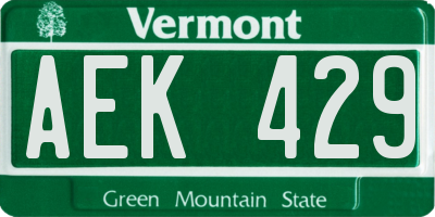 VT license plate AEK429