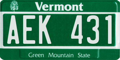 VT license plate AEK431