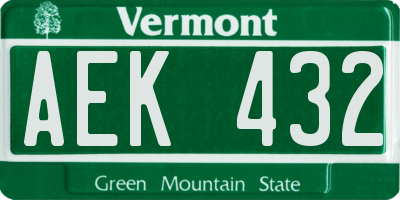 VT license plate AEK432