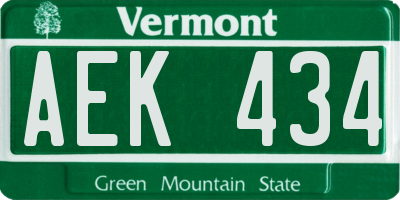 VT license plate AEK434