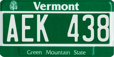 VT license plate AEK438