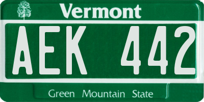 VT license plate AEK442