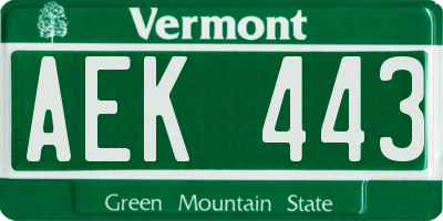 VT license plate AEK443