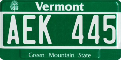 VT license plate AEK445