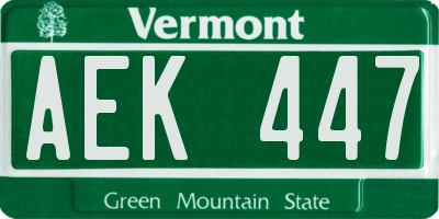 VT license plate AEK447