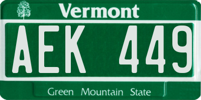 VT license plate AEK449