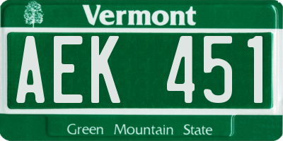 VT license plate AEK451