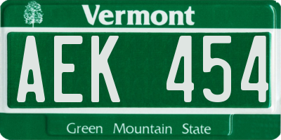 VT license plate AEK454