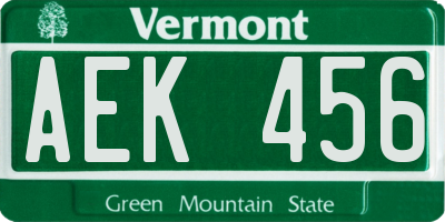 VT license plate AEK456