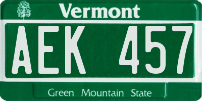 VT license plate AEK457