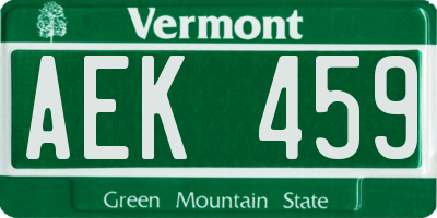 VT license plate AEK459