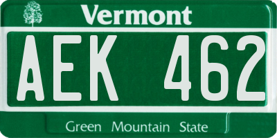 VT license plate AEK462