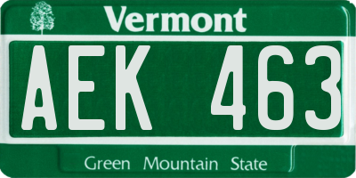 VT license plate AEK463