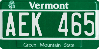 VT license plate AEK465