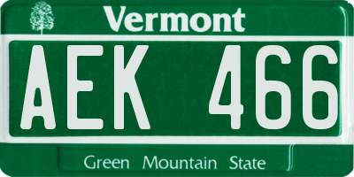 VT license plate AEK466