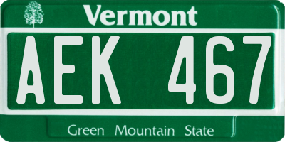 VT license plate AEK467