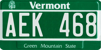 VT license plate AEK468