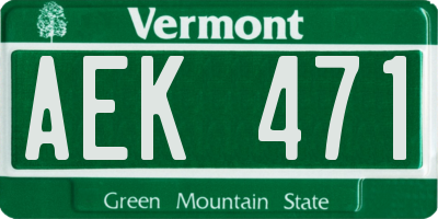 VT license plate AEK471