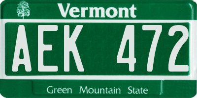 VT license plate AEK472